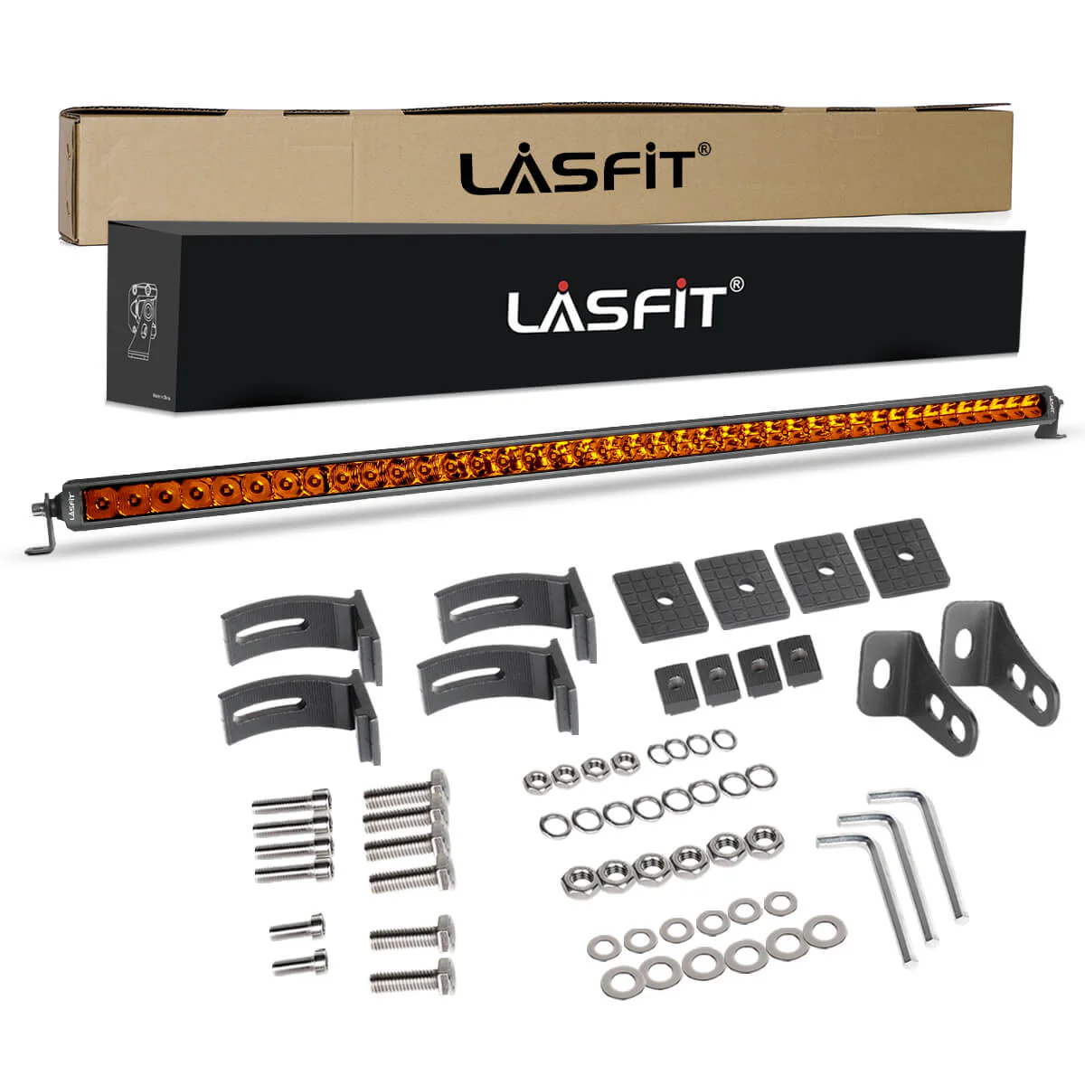 Lasfit 42" Off-Road LED Amber Light Bar With Slim Single Row Combo Flood Spot Design | Roof Rack Windshield Mount - Image 25