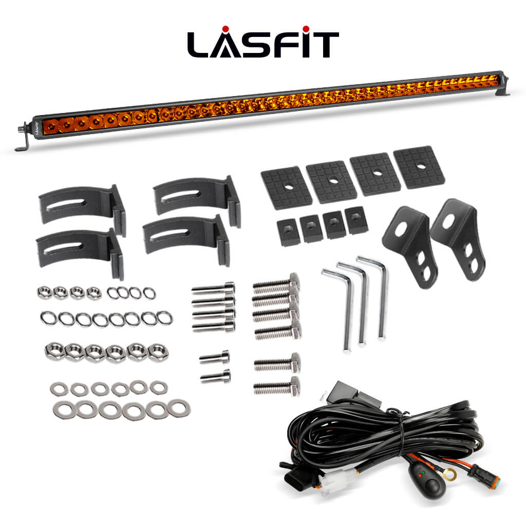 Lasfit 42" Off-Road LED Amber Light Bar With Slim Single Row Combo Flood Spot Design | Roof Rack Windshield Mount - Image 5