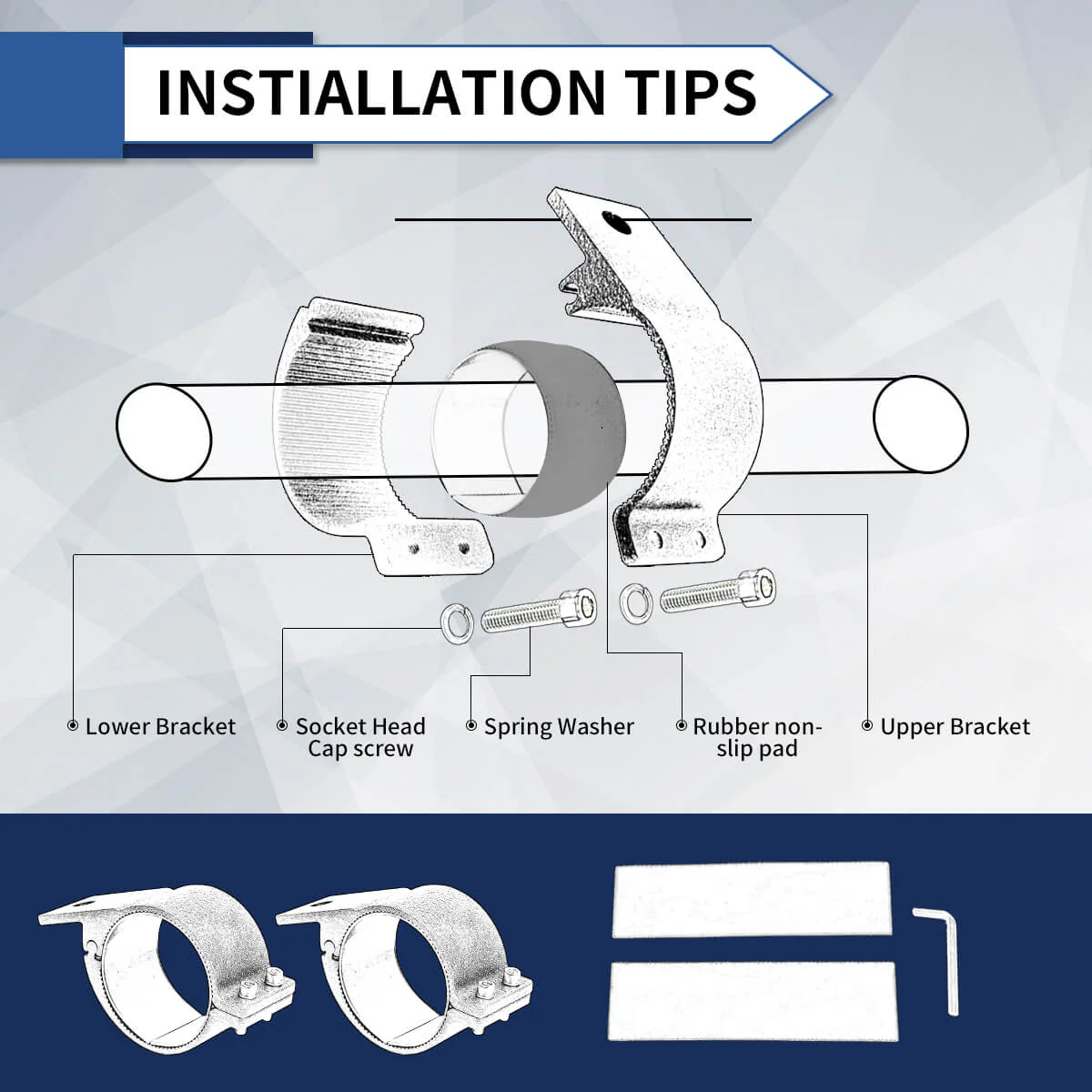 LASFIT Heavy Duty Universal LED Light Mounting Clamps For 2", 2.5", 3" Bar | LASFIT - Image 9