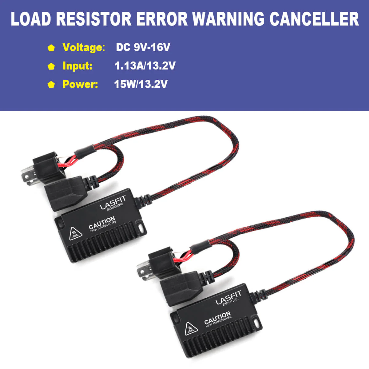 H4 9003 HB2 LED Bulb Load Resistor Harness Anti-Hyper Flash Error Free - Image 2