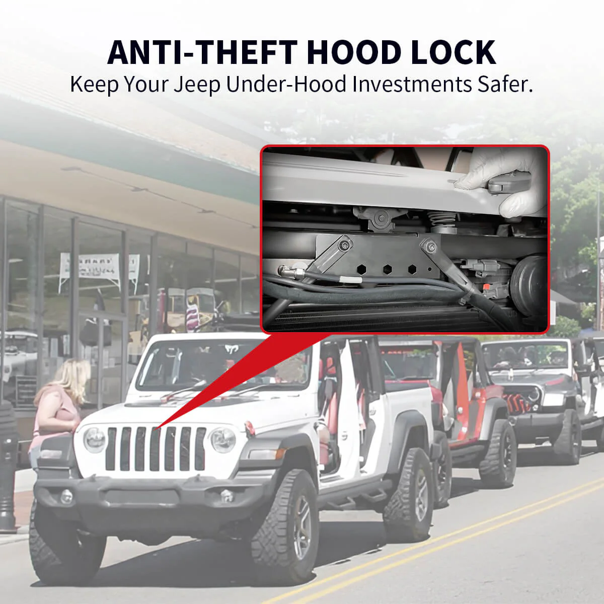 Lasfit Stealth Anti-Theft Automatic Hood Lock System for 18-23 Jeep Wrangler JL/JLU and Gladiator JT(Version 2.0), Don't fit 2024+ Jeep Wrangler/Gladiator - Image 6