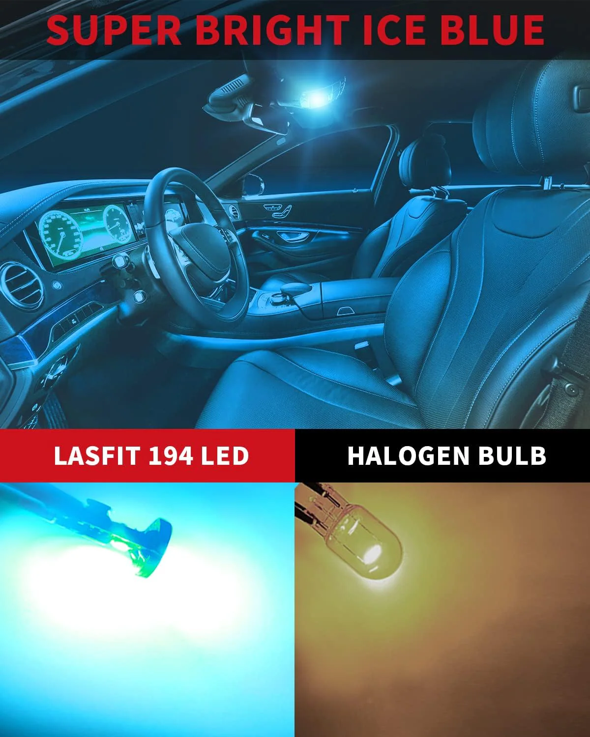 158 192 194 168 W5W LED Dome Map Trunk Side Marker Lights | Ice Blue, 2 Bulbs - Image 2