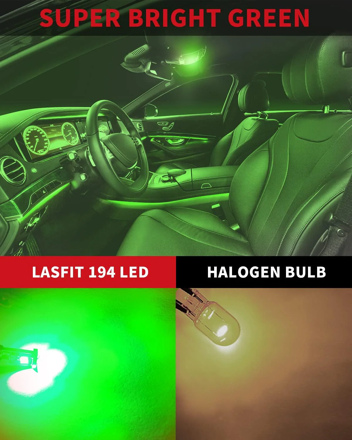 2825 194 168 T10 CANBUS Error Free LED Map Dome Trunk Side Marker Lights | Green, 2 Bulbs - Image 2