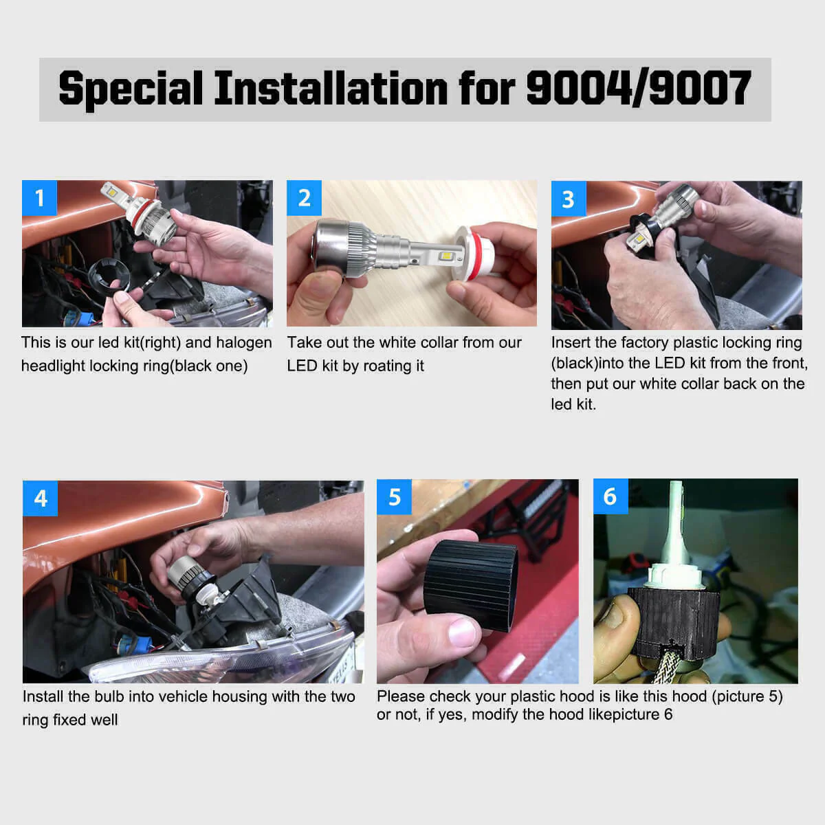 60W 9007 HB5 LA Plus Series | 6,000LM 6000K LED Bulbs - Image 6