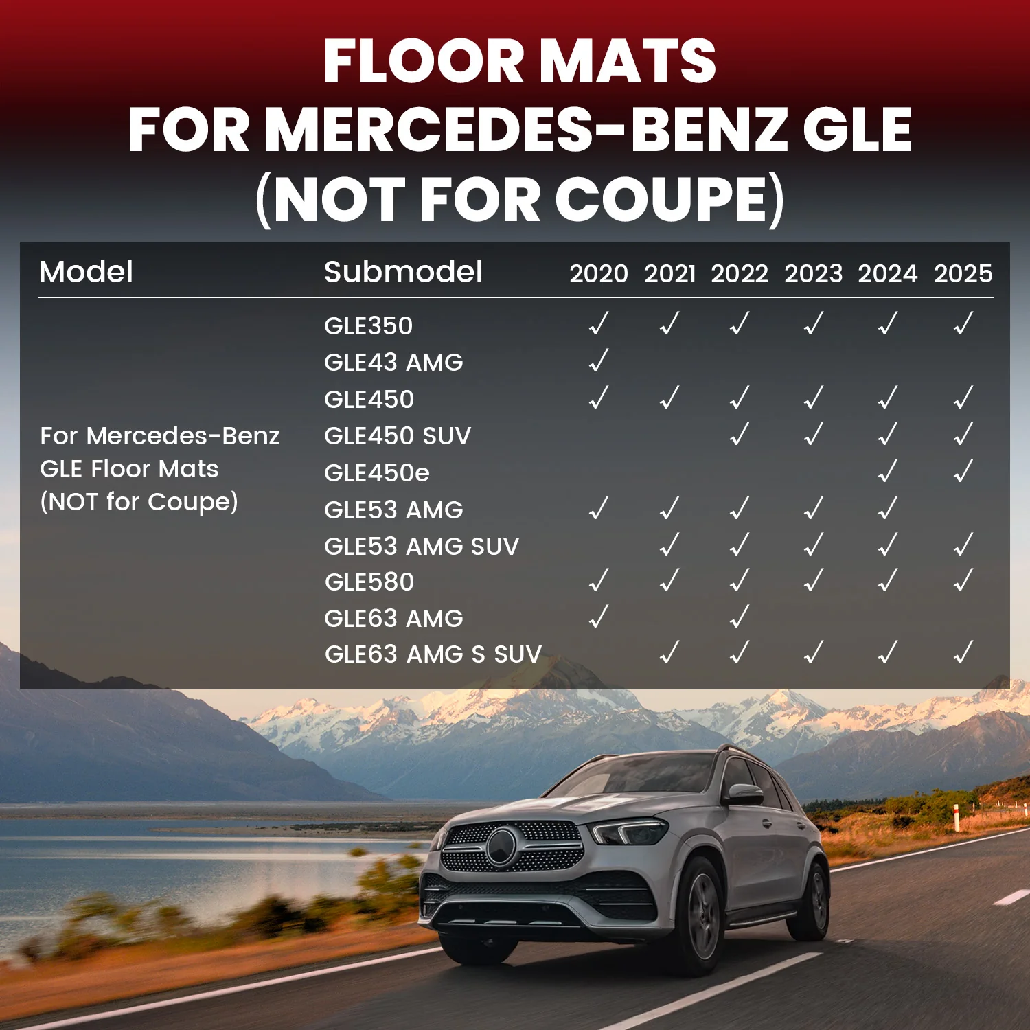 Fit for 2020-2026 Mercedes-Benz GLE-Class Floor Mats or Cargo Mat, Don't Fit Coupe - Image 2