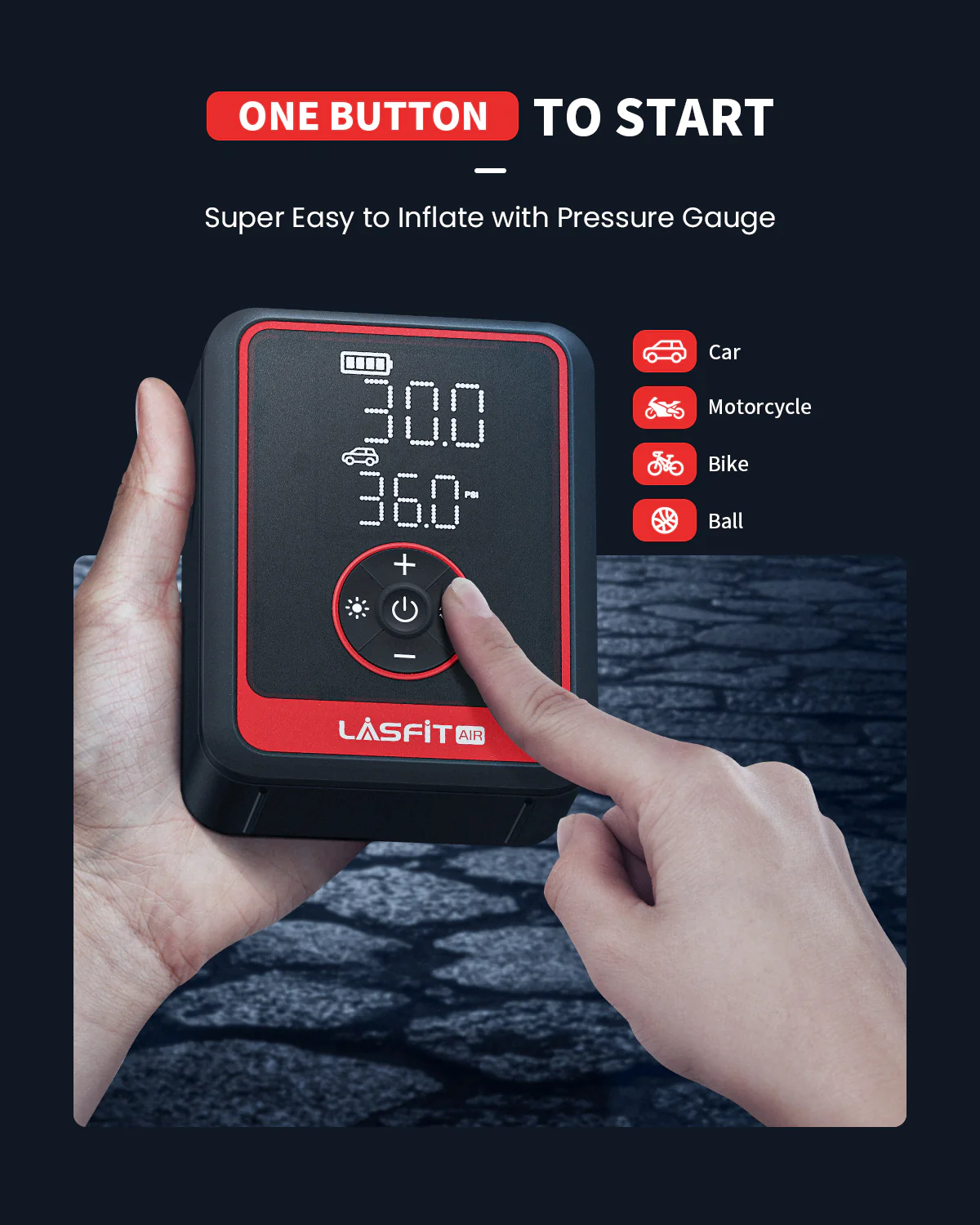 LASFIT AIR Portable Cordless Tire Inflator Car Air Compressor Pump for Car Motorcycle Bike Ball Inflatables - Image 6