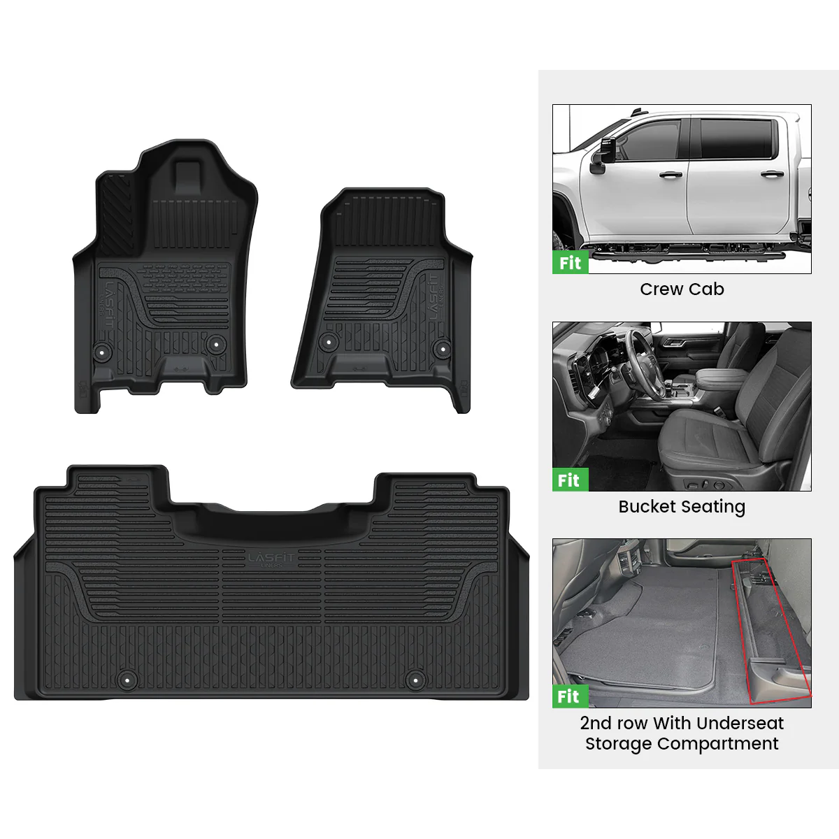 Fit for 2025-2026 Ram 1500 All-weather Floor Mats With Bucket Seating Only - Image 21