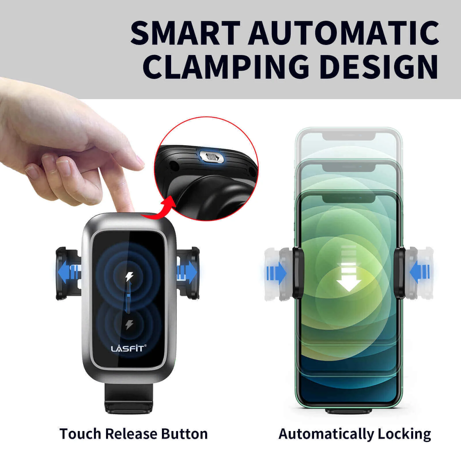 [AC Version] Wireless Car Charger Phone Holder 15W Qi Fast Charging Dash Windshield Air Vent Mount - Image 4